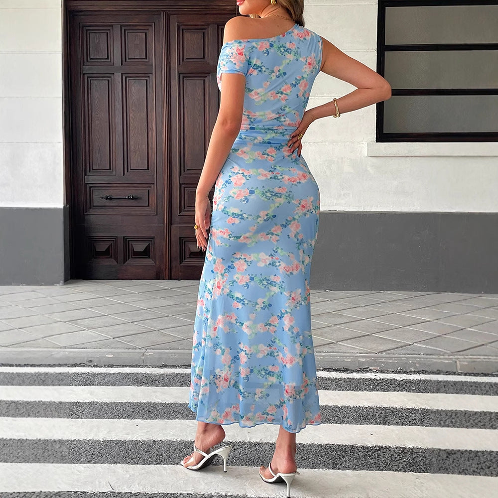 Multi Off-Shoulder Printed Maxi Dress