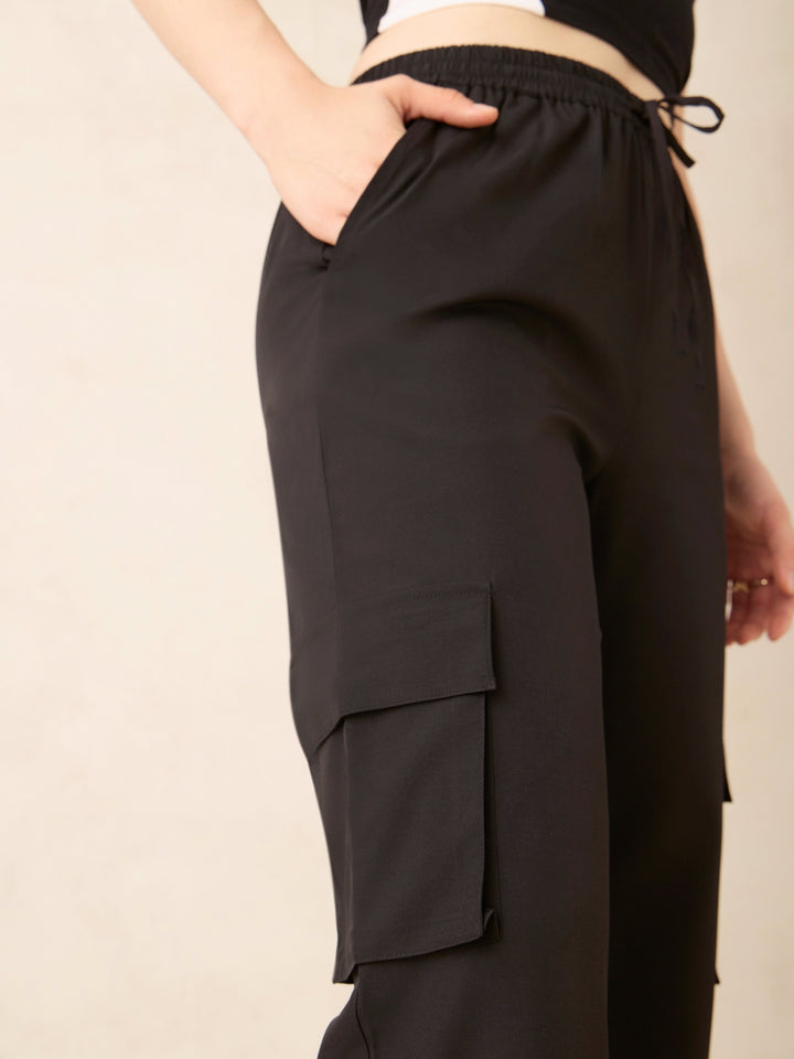 Black Wide Leg Parachute Pants