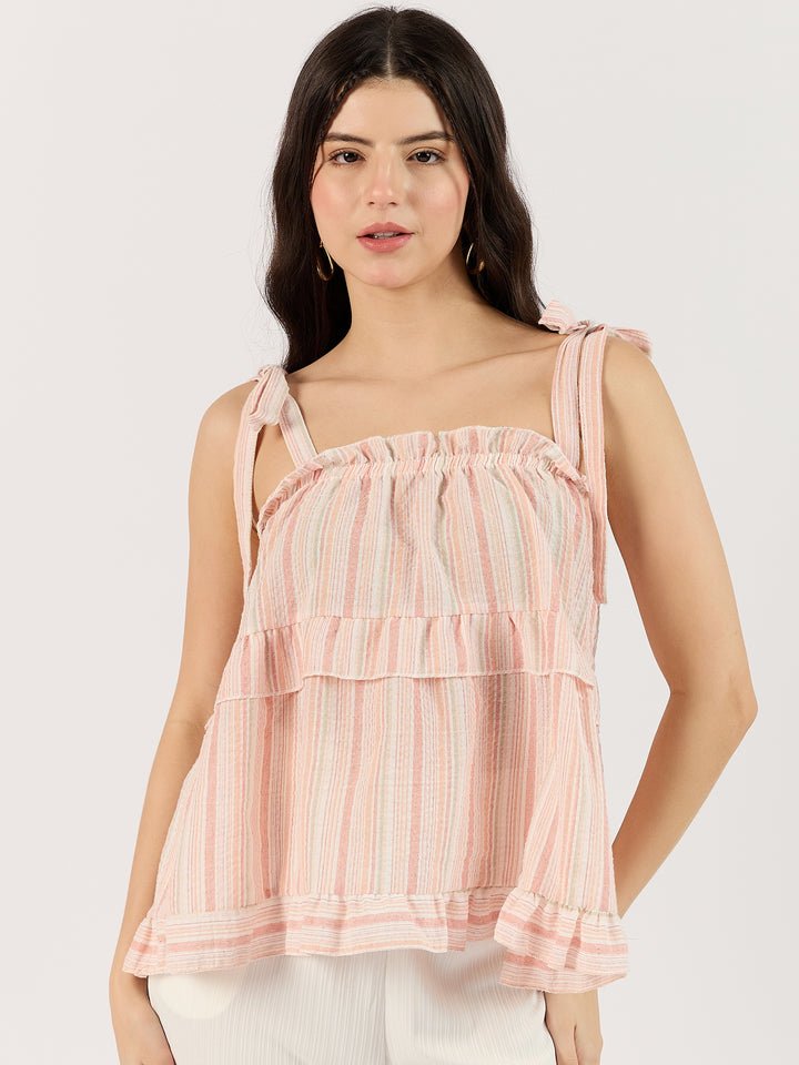 Pink Ruffle Top with Bow