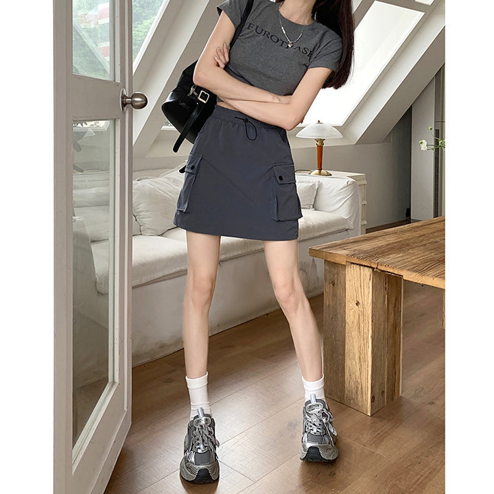 Grey Side Pocket Skirt