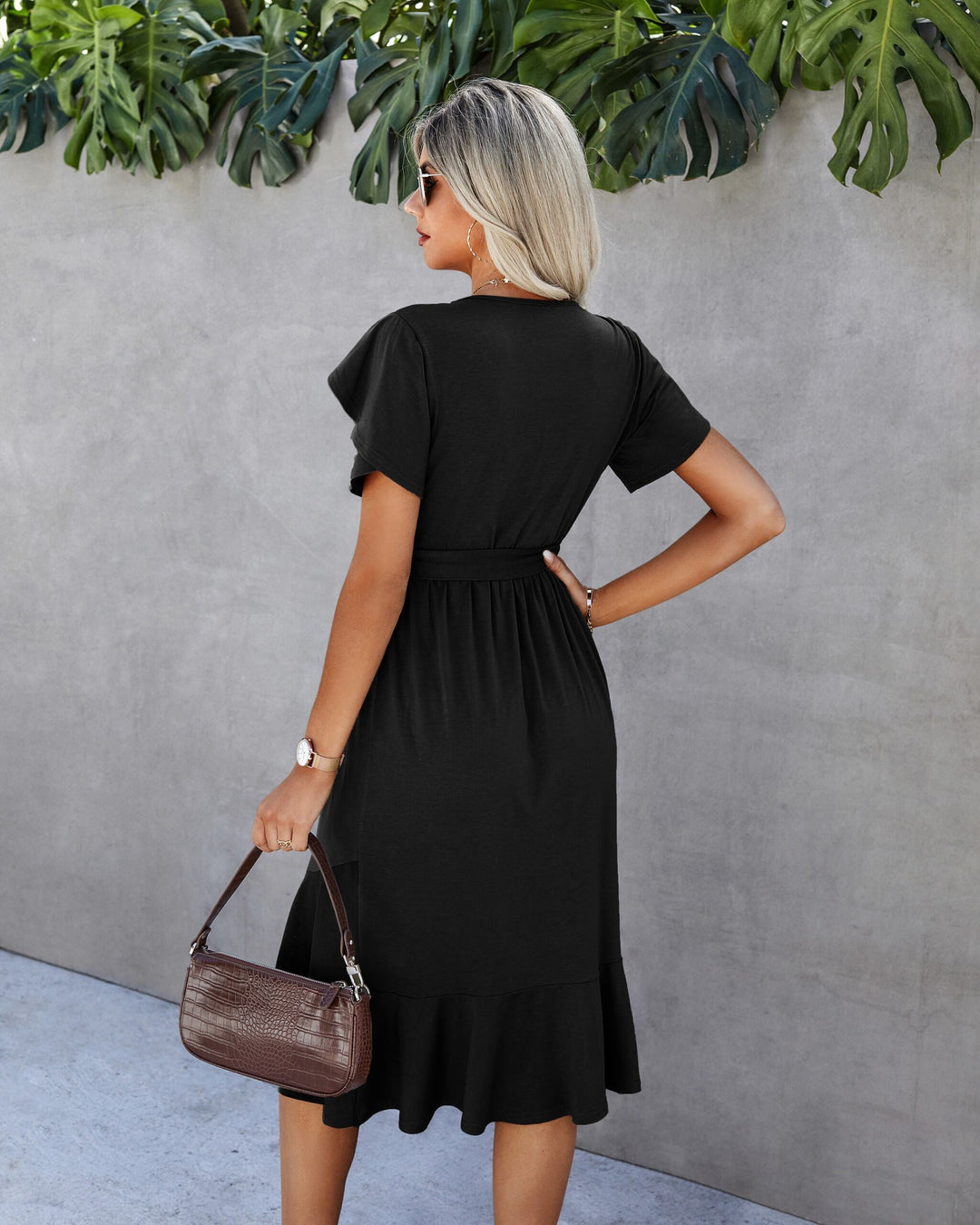 Black Fit And Flare Tiered Midi Dress