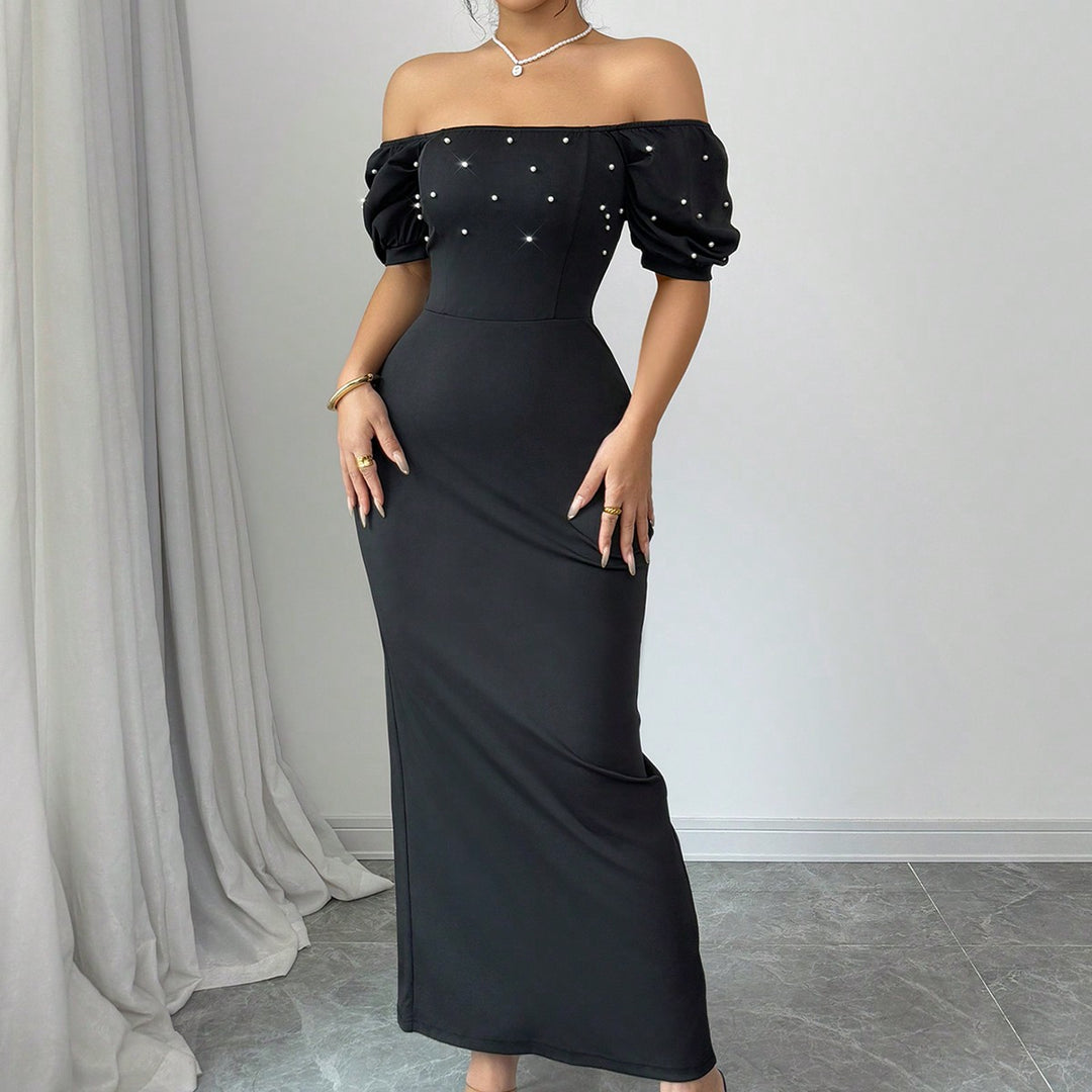 Black Off Shoulder Fitted Dress