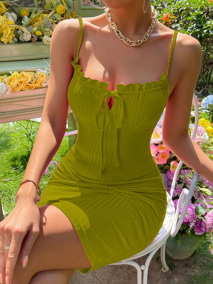 Green Strappy Tie-Up Bodycon Dress
