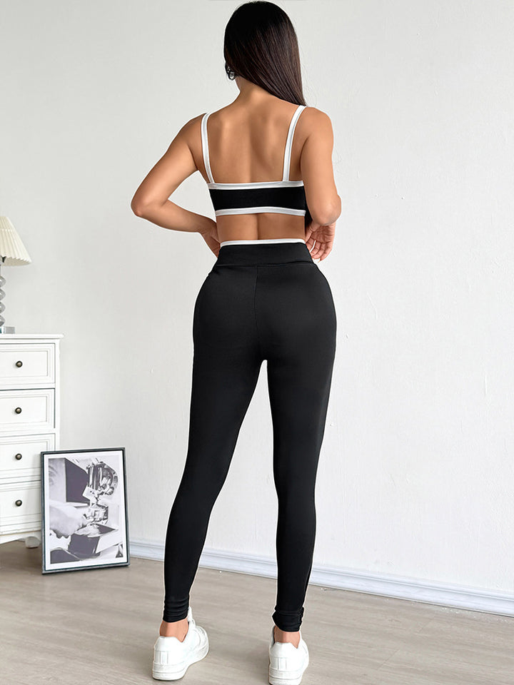 Black Sporty Camisole And Leggings Co-Ord Set