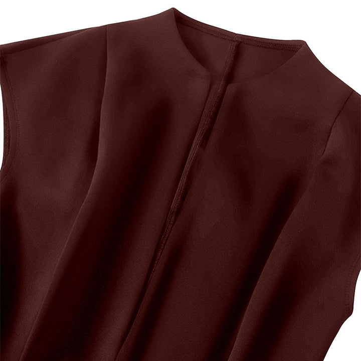 Wine High Neck Cap Sleeve Skater Dress