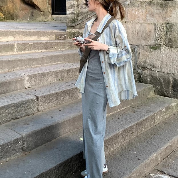Multi Longline Multi Striped Shirt