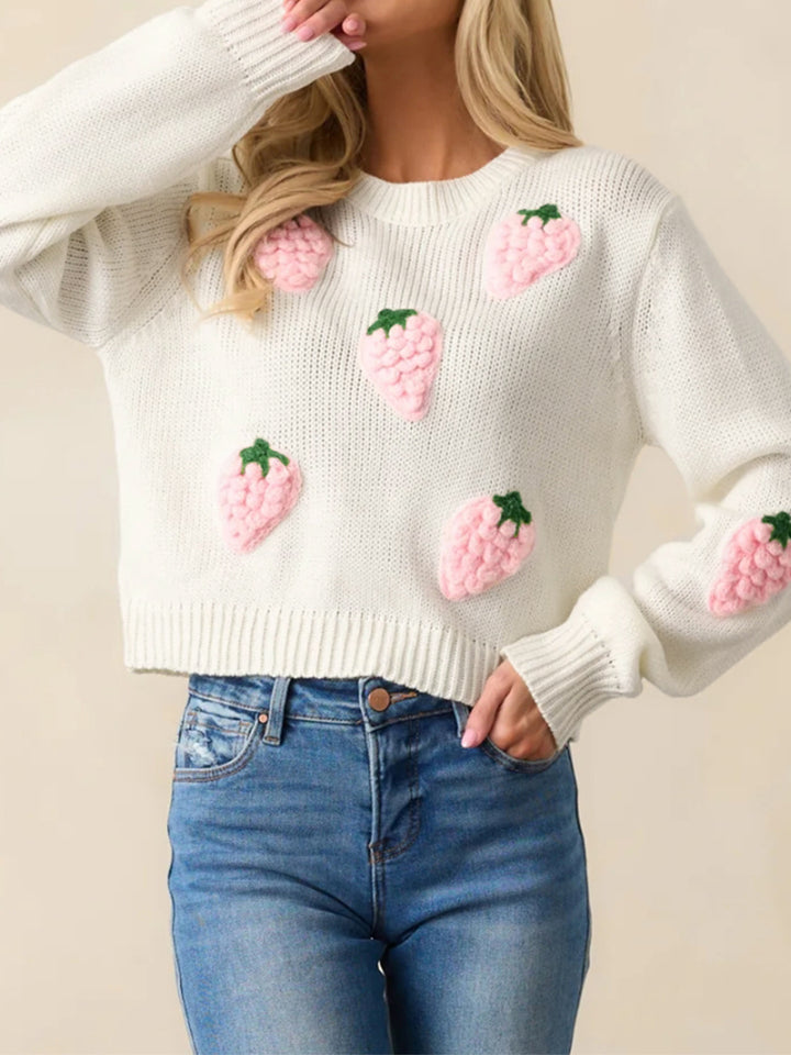 White Full Sleeves Embroidered Sweaters