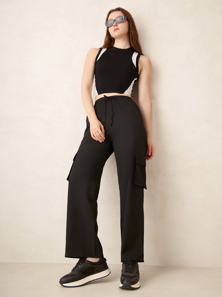 Black Wide Leg Parachute Pants