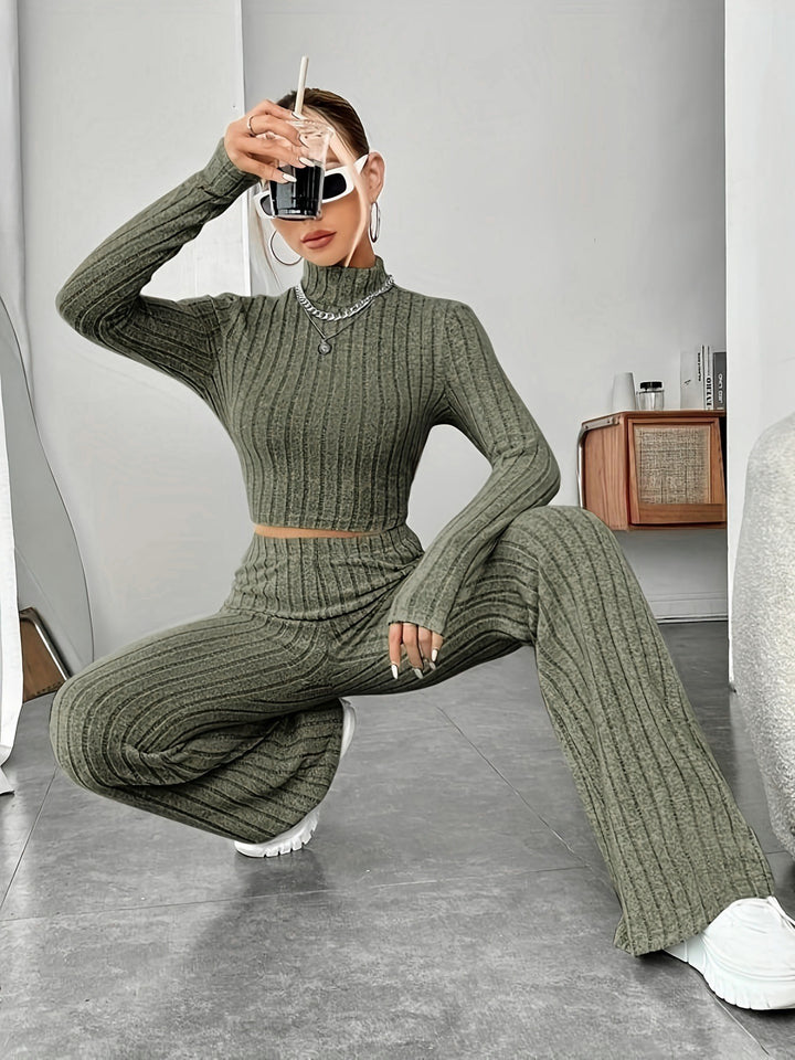 Solid Green Color Top and Pant Set