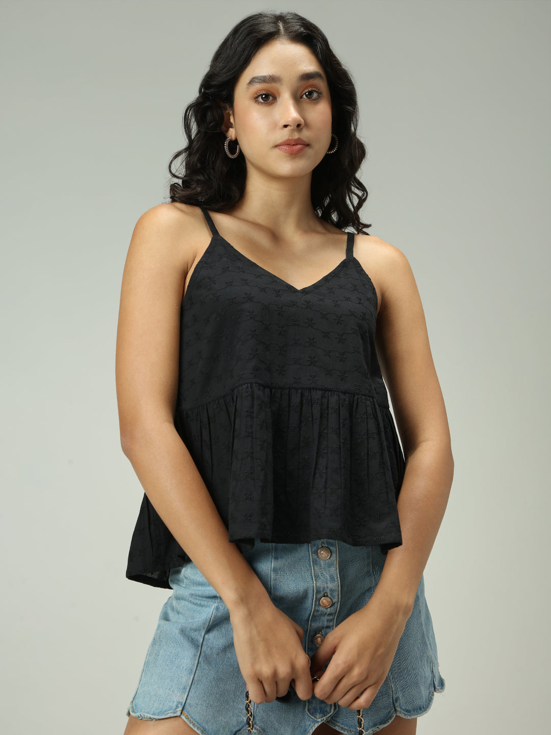 Black Strappy Aline Schifley Top