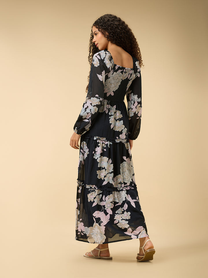 Black Full Sleeve Fit & Flare Dress