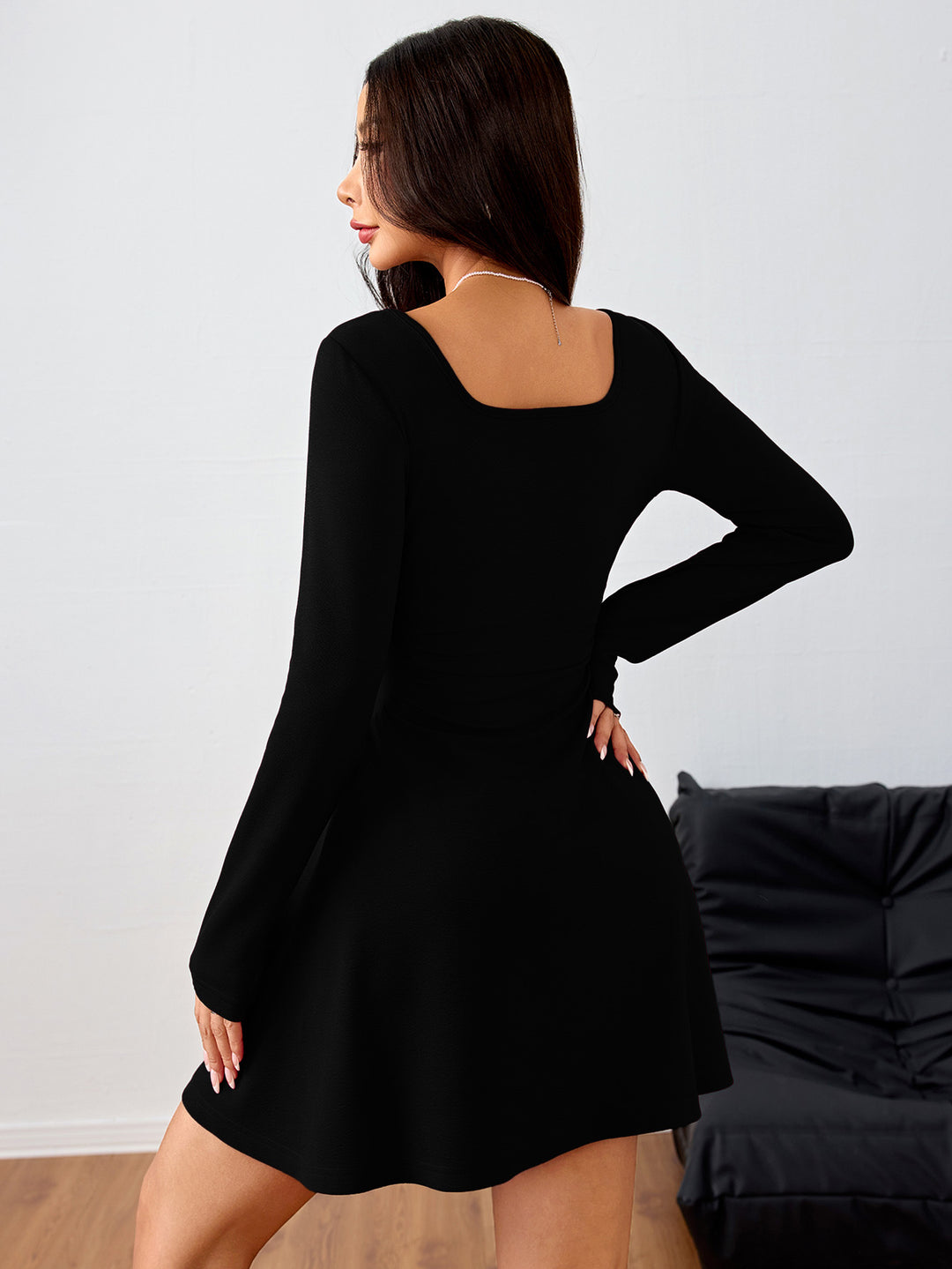 Black Full Sleeve Fitted Dress