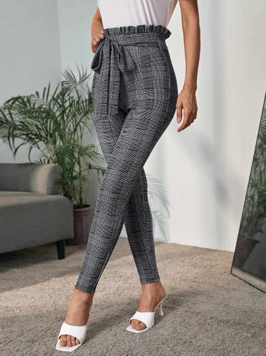 Black Check Fitted Leggings