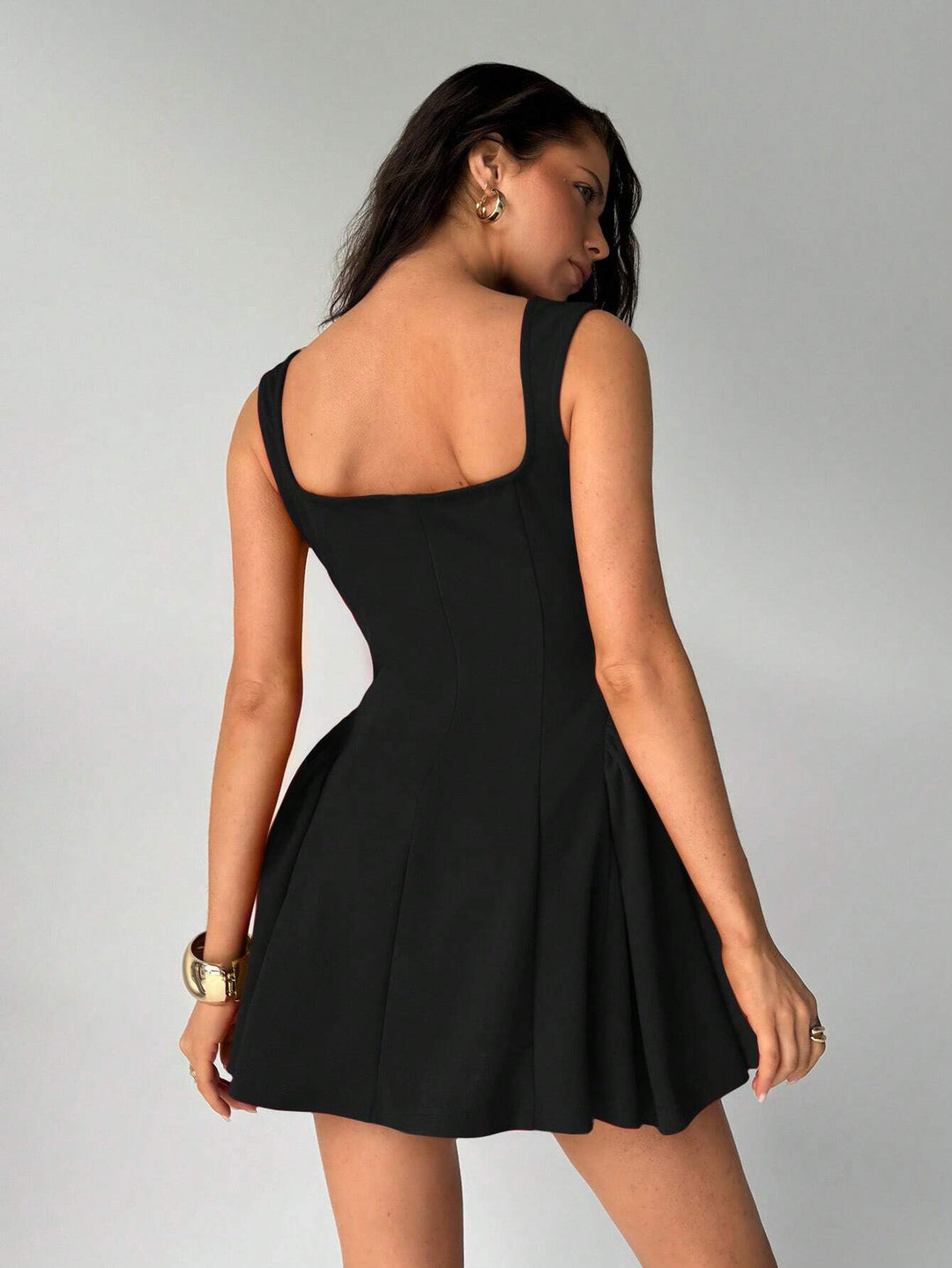 Black Shoulder Strap Corset Style Dress