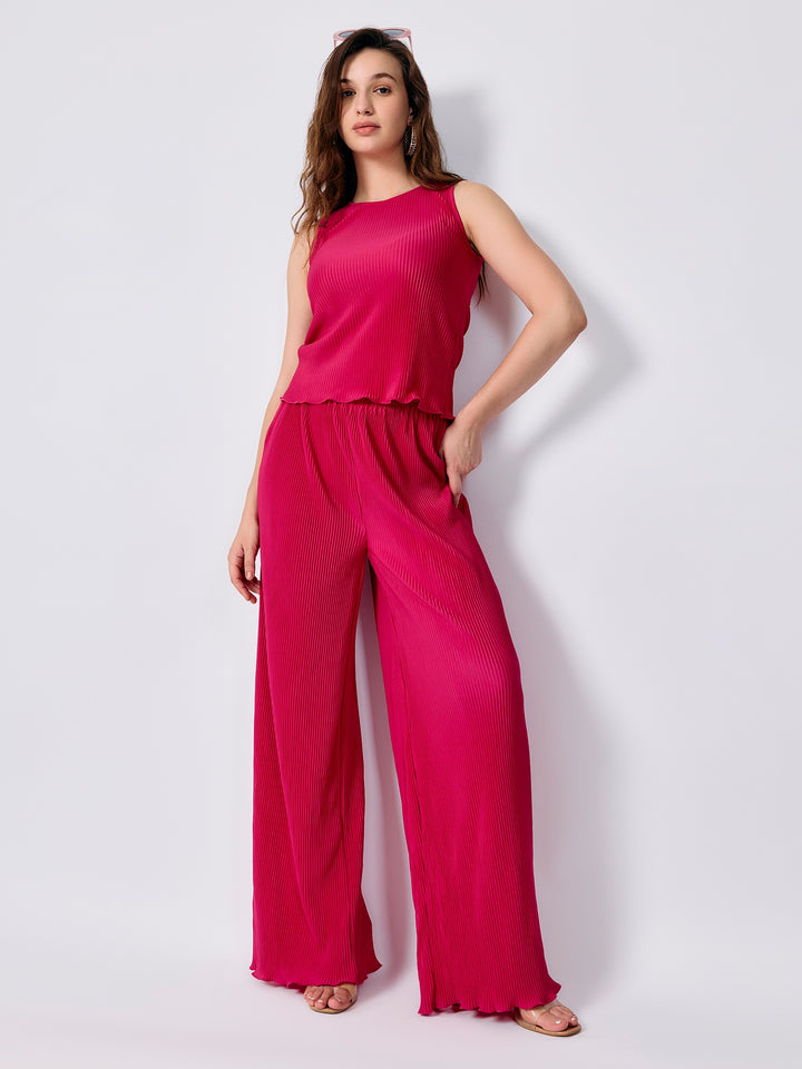 Pink Top And Straight Fit Pant Co-Ord Set