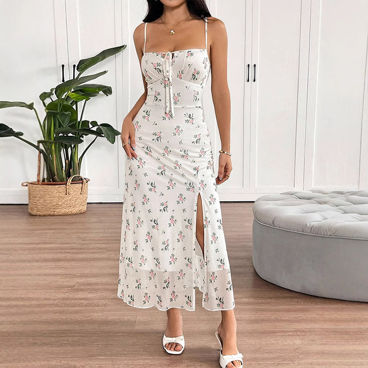 Multi Strappy Printed Maxi Dress
