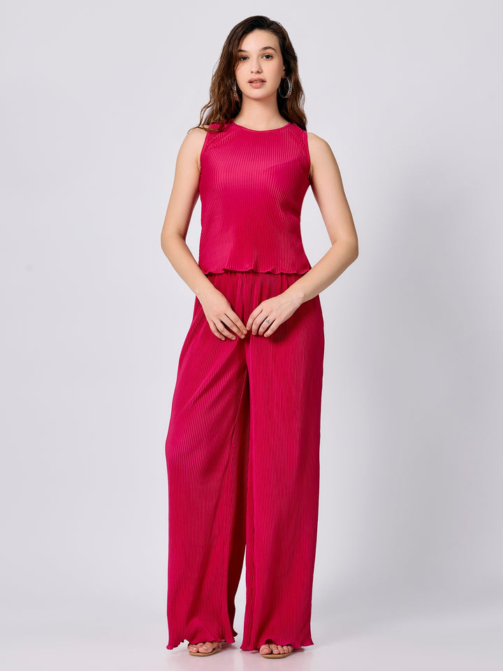Pink Top And Straight Fit Pant Co-Ord Set
