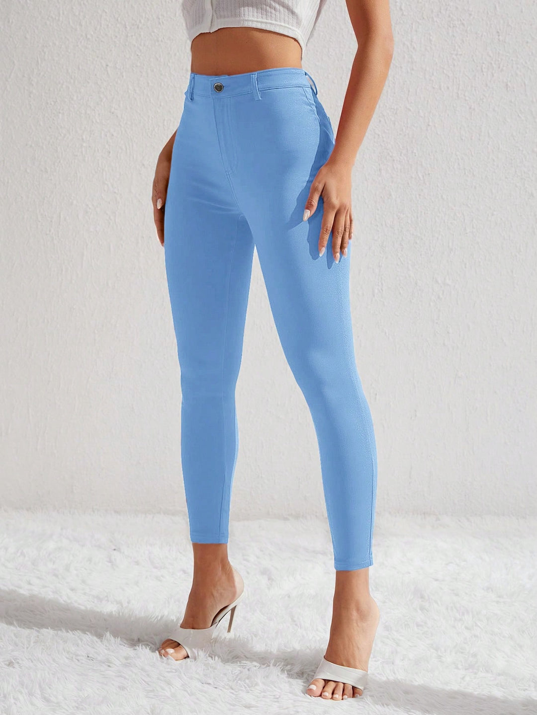 Blue Coloured High Waist Skinny Denims