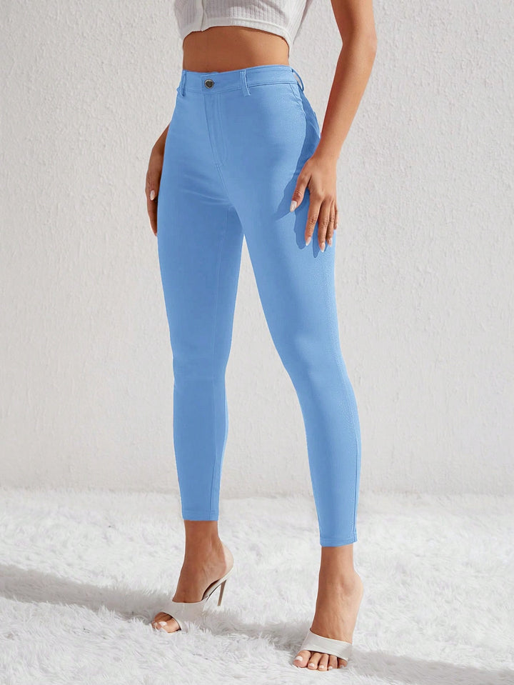 Blue Coloured High Waist Skinny Denims