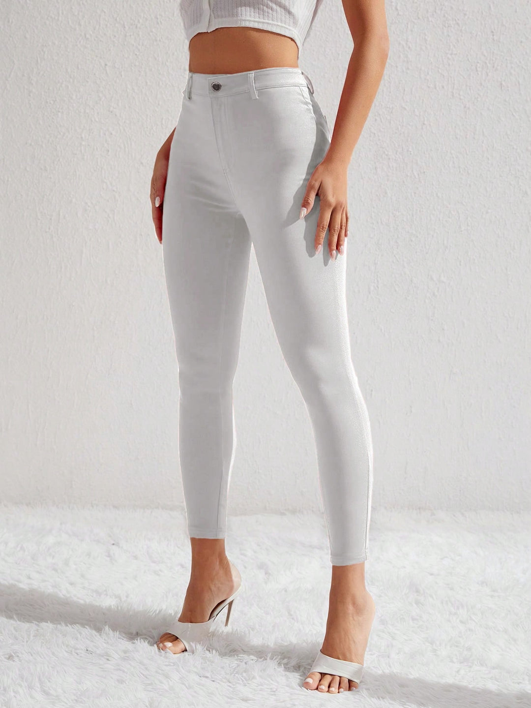 White Coloured High Waist Skinny Denims