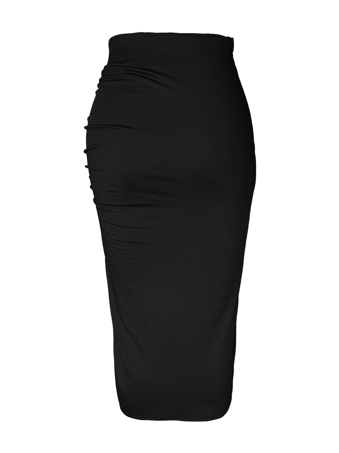 Black Ruched Fitted Skirt
