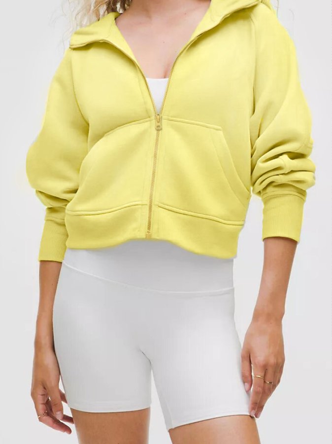 Yellow Full Sleeve Front Zip Jacket