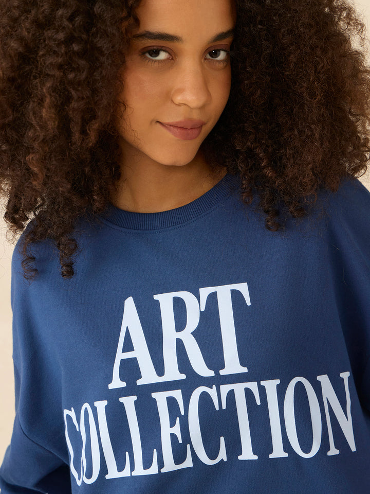 Blue Typographic Sweatshirt