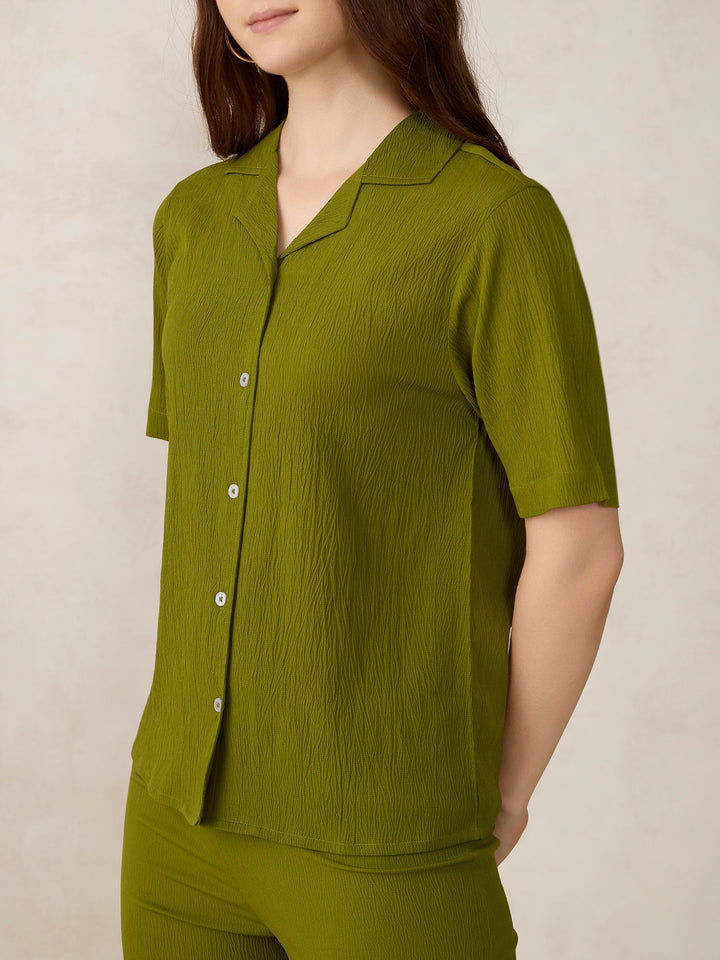 Green Woven Shirt & Shorts Co-ord Set