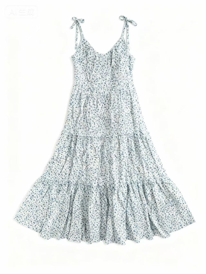 White Shoulder Tie-Up Flare Dress