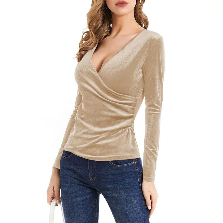 Cream Wrap Velour Top