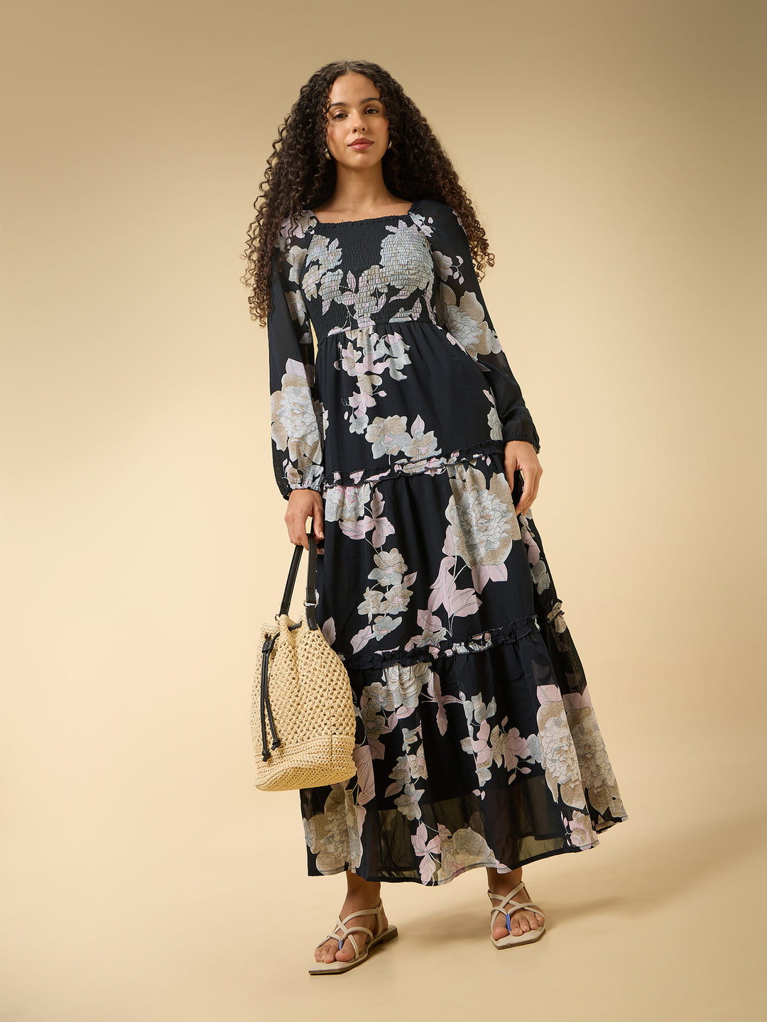 Black Full Sleeve Fit & Flare Dress