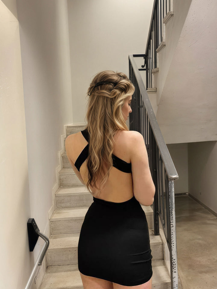 Black Crew Neck Sleeveless Dress