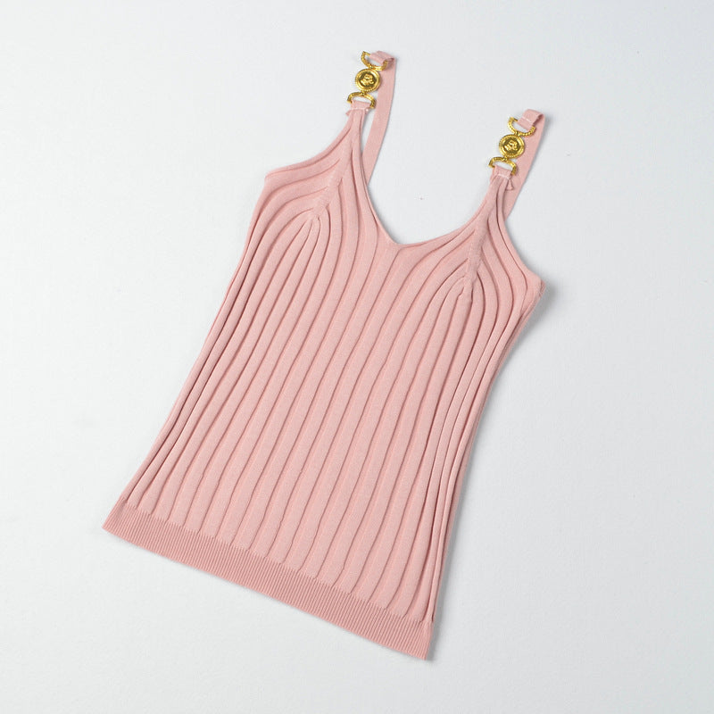 Pink Gold Buckle Strap Cami
