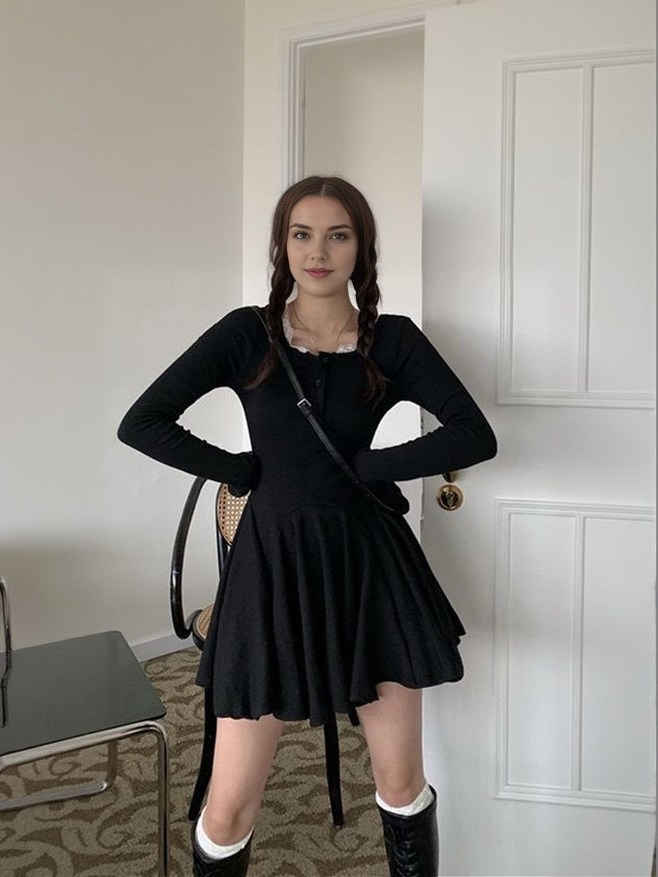 Button Down Skater Dress