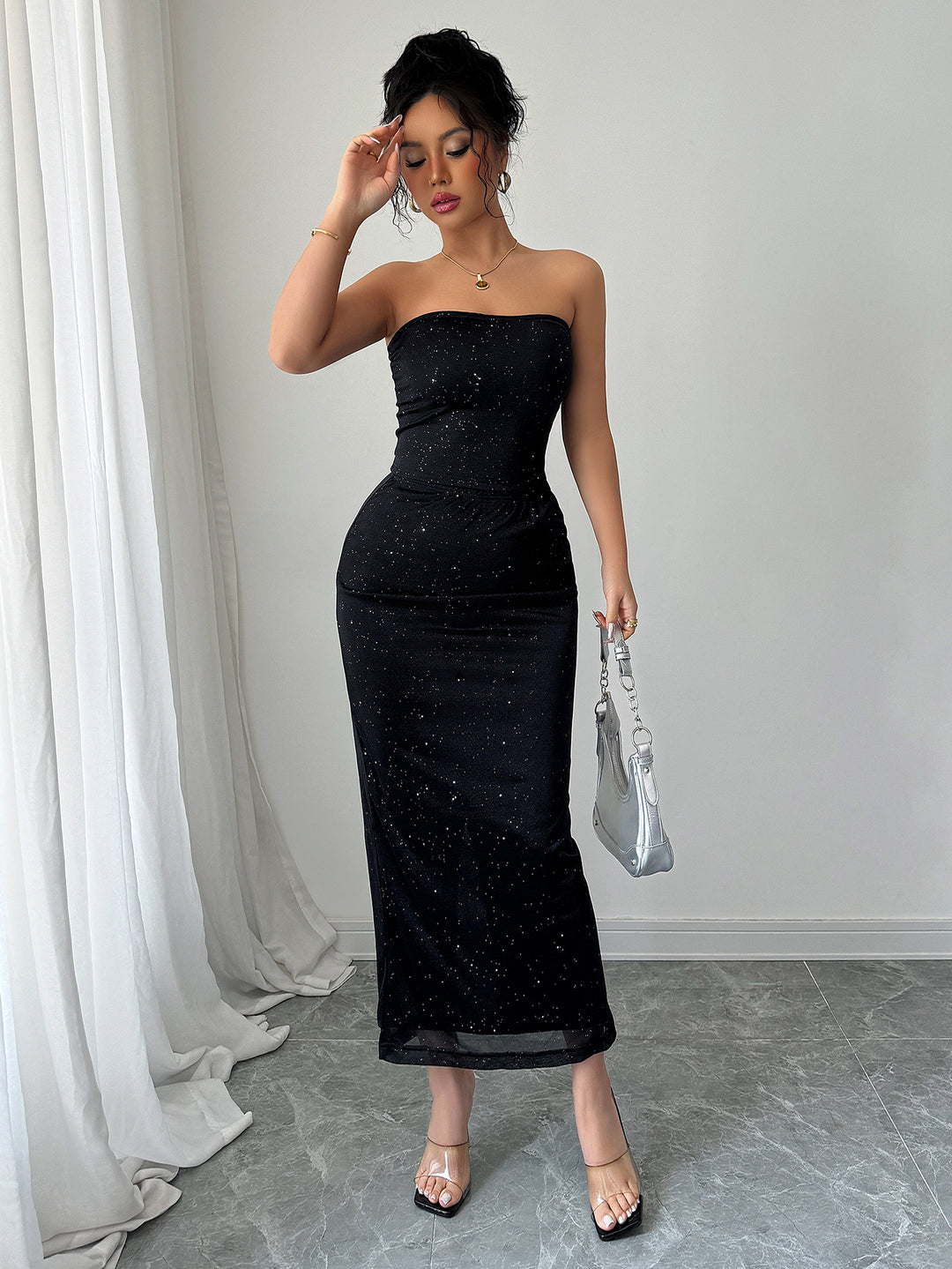 Black Tube Top And Skirt Co-Ord Set