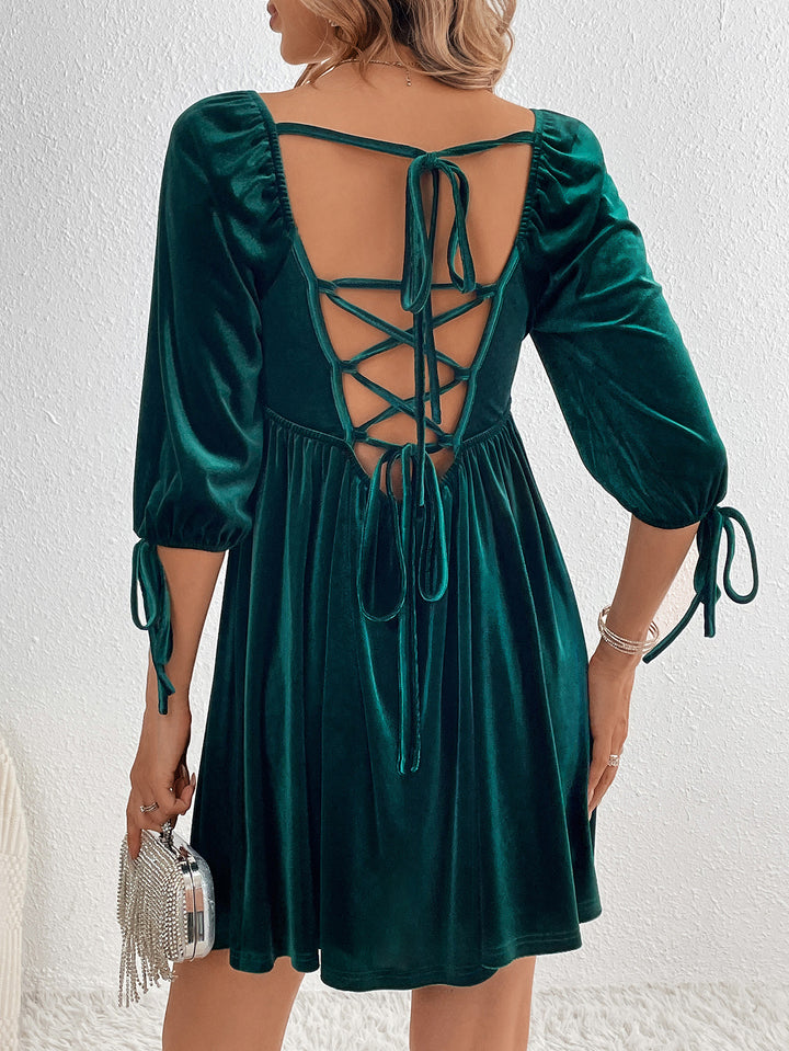 Green Square Neck Bustier Dress