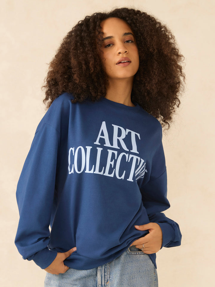 Blue Typographic Sweatshirt