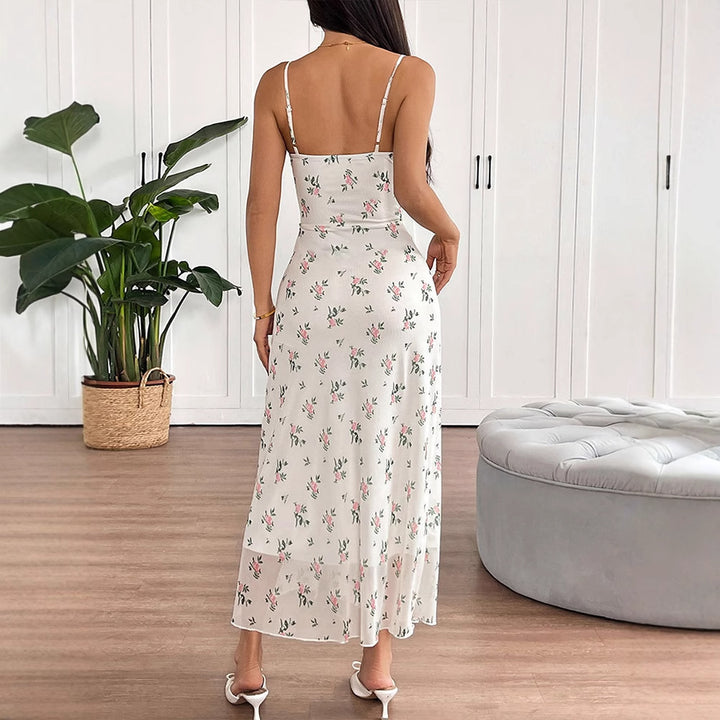 Multi Strappy Printed Maxi Dress