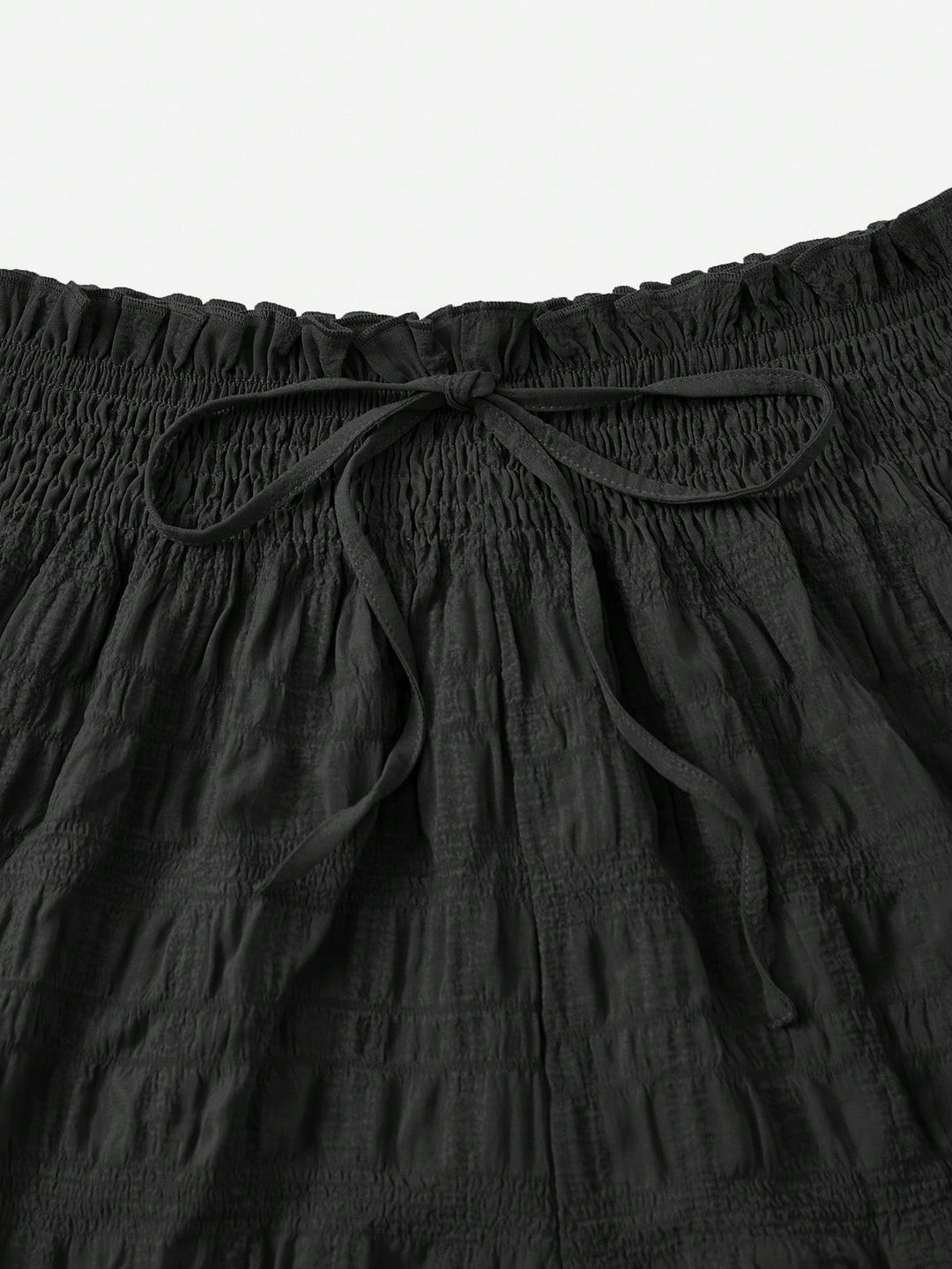 Black Flowy Textured Shorts