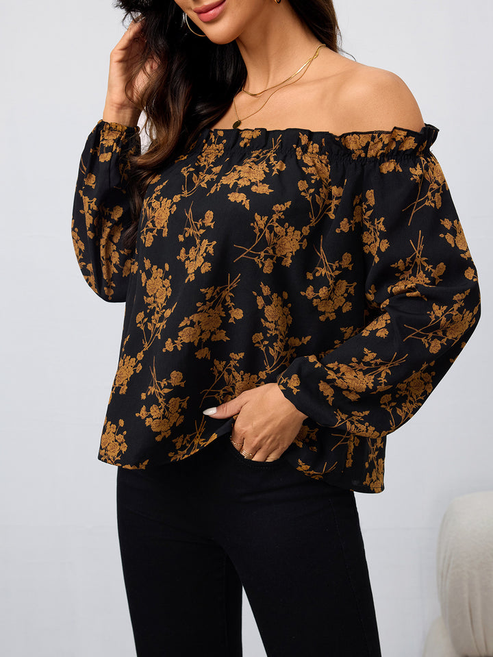 Orange Off Shoulder Printed Top