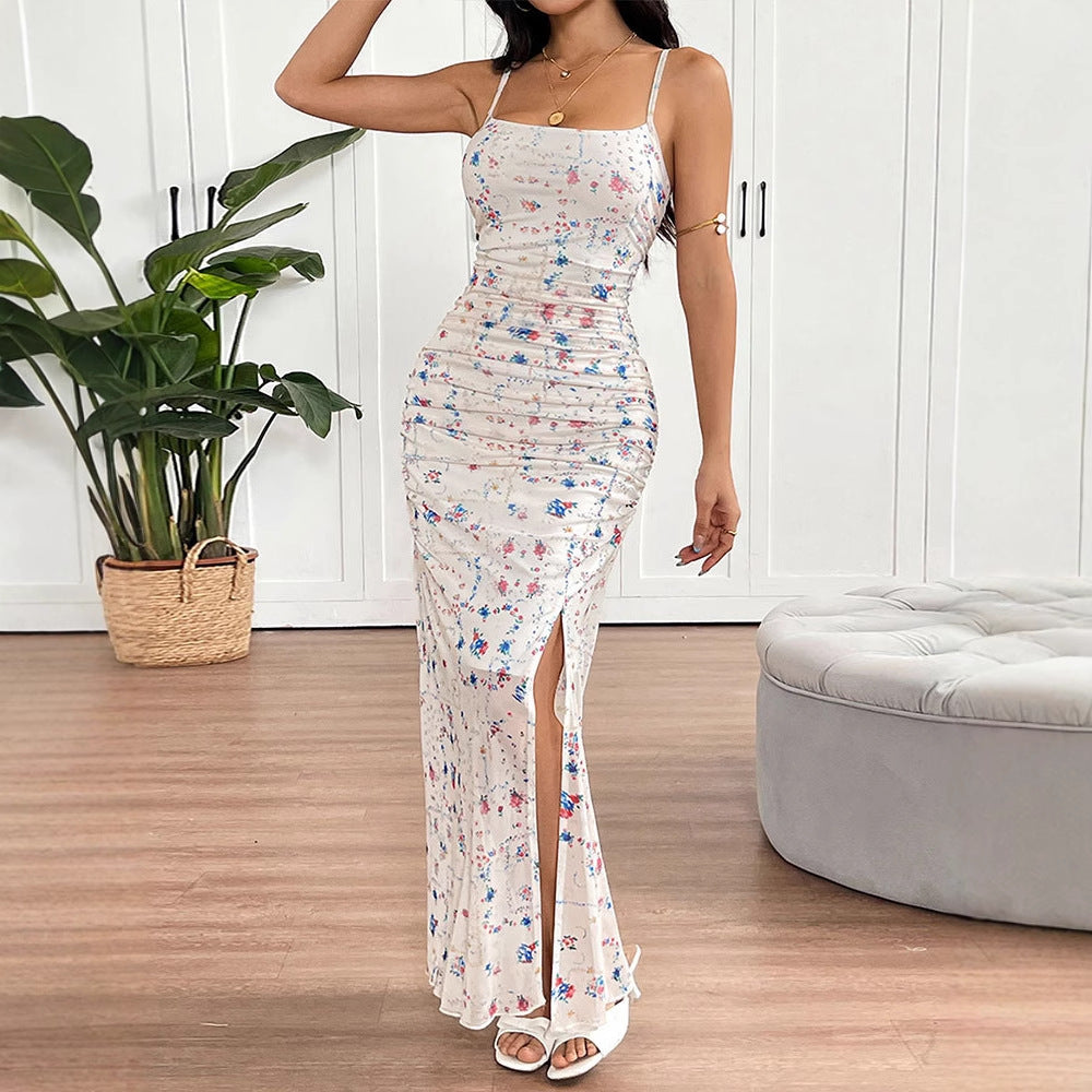 Multi Strappy Printed Maxi Dress