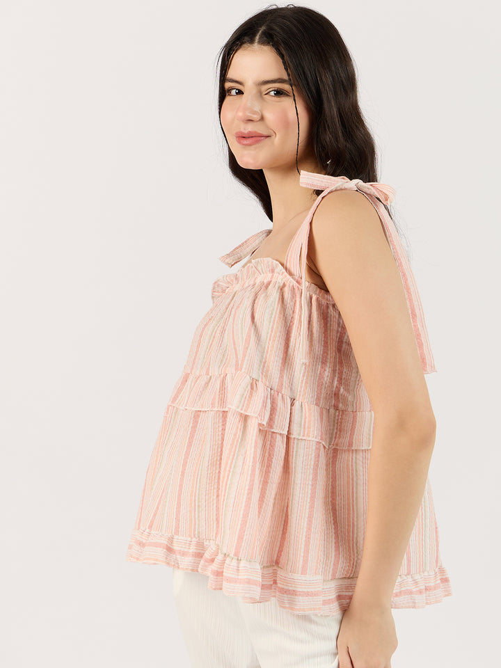 Pink Ruffle Top with Bow