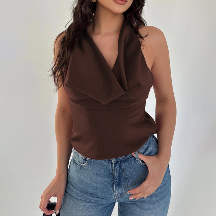Brown Hallter Neck Camisole