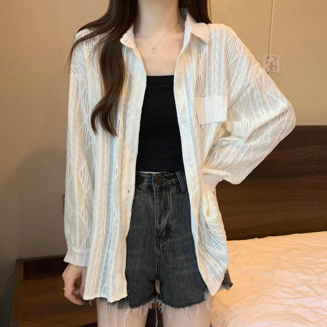 White Sheer Button Down Shirt
