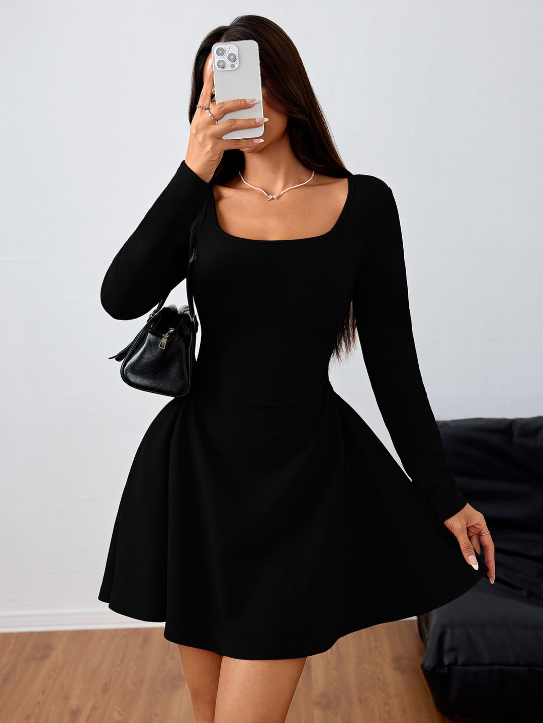 Black Full Sleeve Fitted Dress