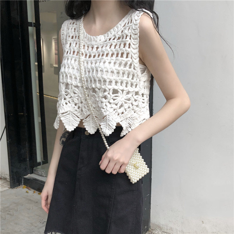 White Crochet Vacay Tank