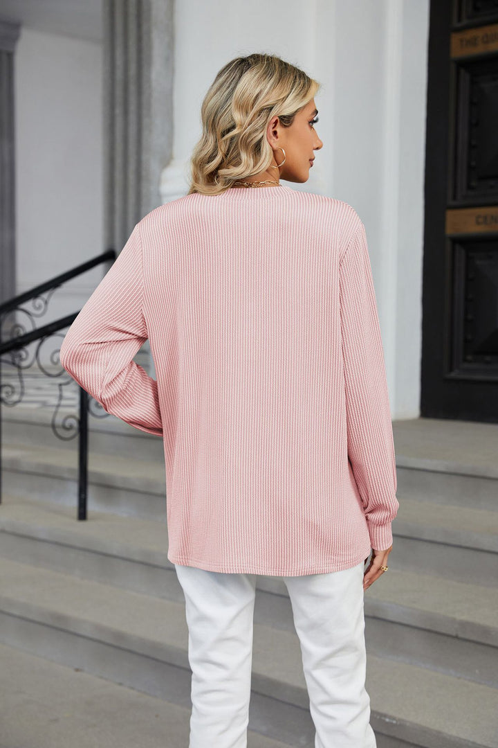 Pink Full Sleeves V Neck Top