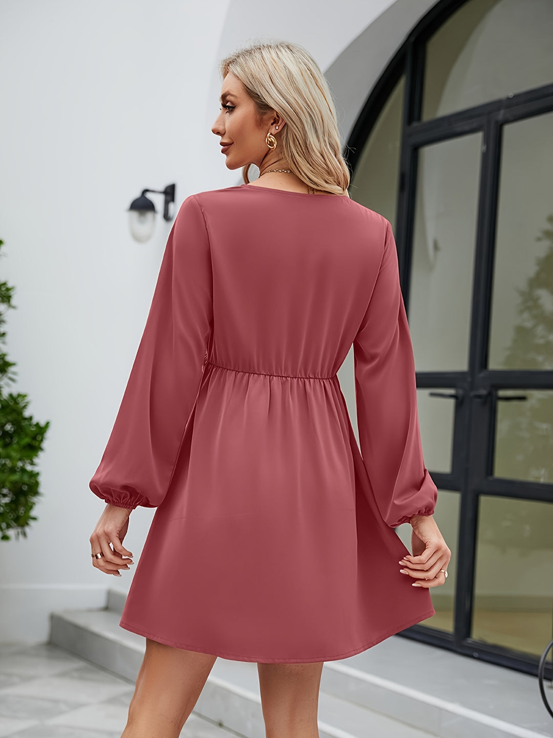 Pink A-Line Dress With Ruffle Detail