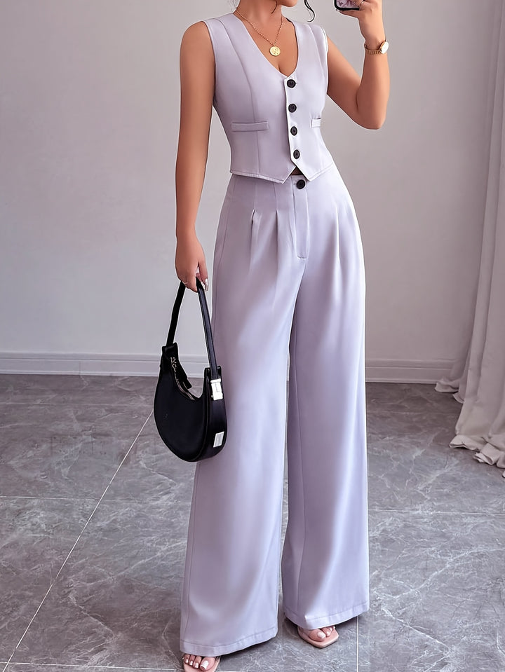 Lilac Sleeveless Blazer Top And Pant Set