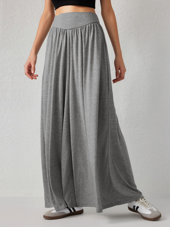 Grey Wide Leg With Broad Waist Band Trouser